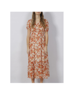 Robe longues à fleurs zaltana orange femme - Deeluxe