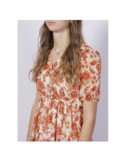 Robe longues à fleurs zaltana orange femme - Deeluxe