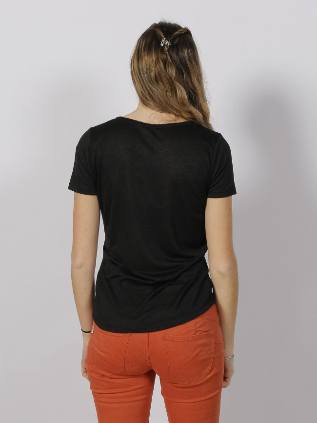 T-shirt col v pertel noir femme - Sun Valley