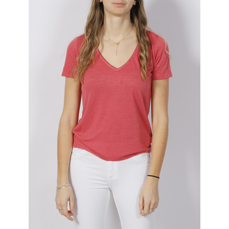 T-shirt col v pertel rose femme - Sun Valley