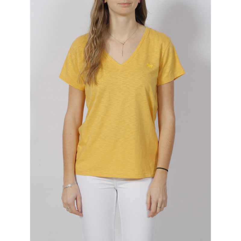 T-shirt studios logo brodé jaune femme - Superdry