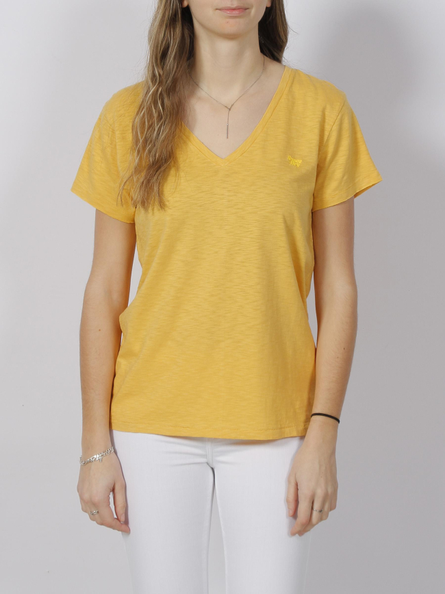 T-shirt studios logo brodé jaune femme - Superdry