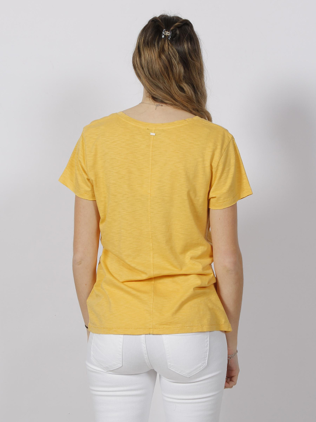 T-shirt studios logo brodé jaune femme - Superdry