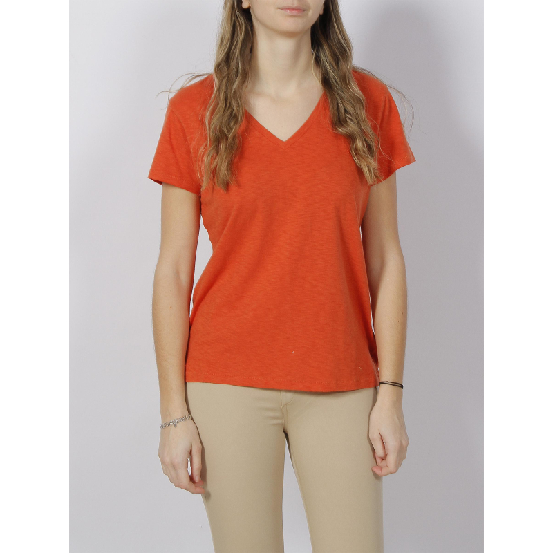 T-shirt studios logo brodé orange femme - Superdry