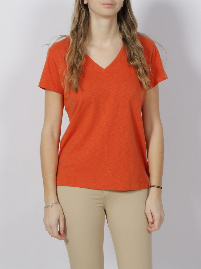 T-shirt studios logo brodé orange femme - Superdry