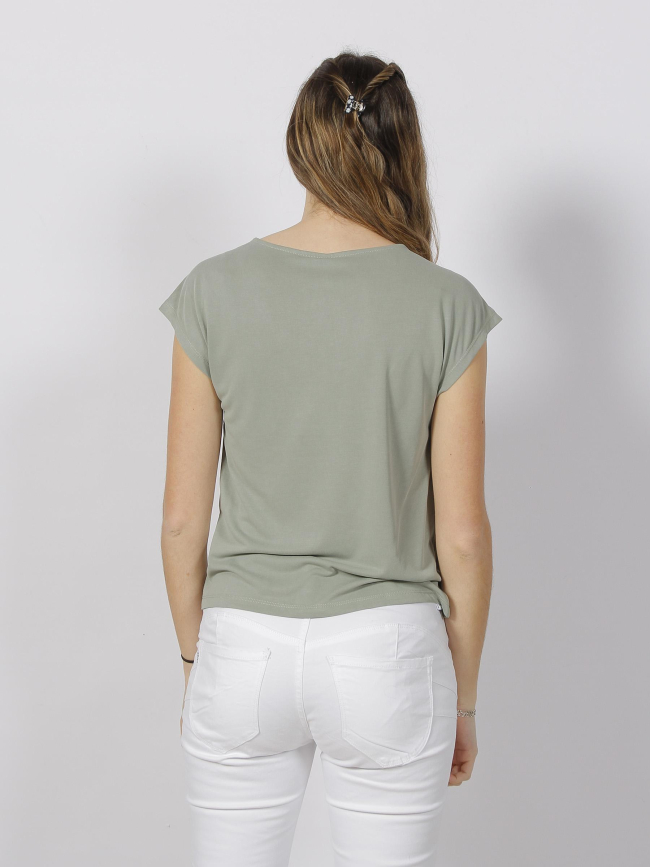 T-shirt free col v kaki femme - Only