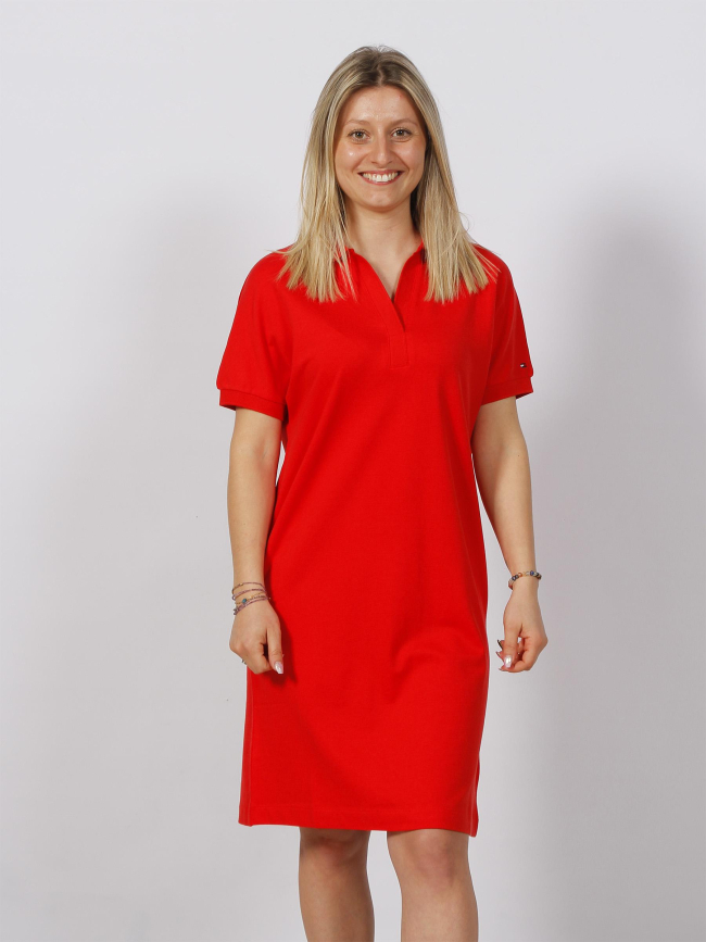 Robe polo droite relaxed rouge femme - Tommy Hilfiger