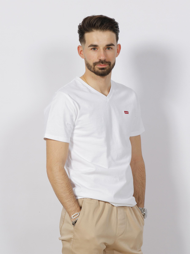 T-shirt original col v blanc homme - Levi's