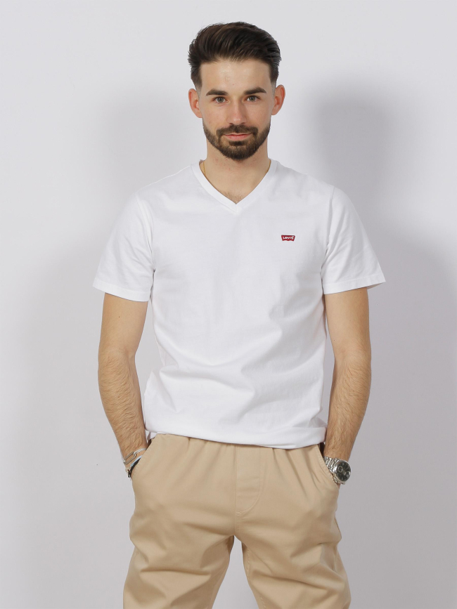 T-shirt original col v blanc homme - Levi's