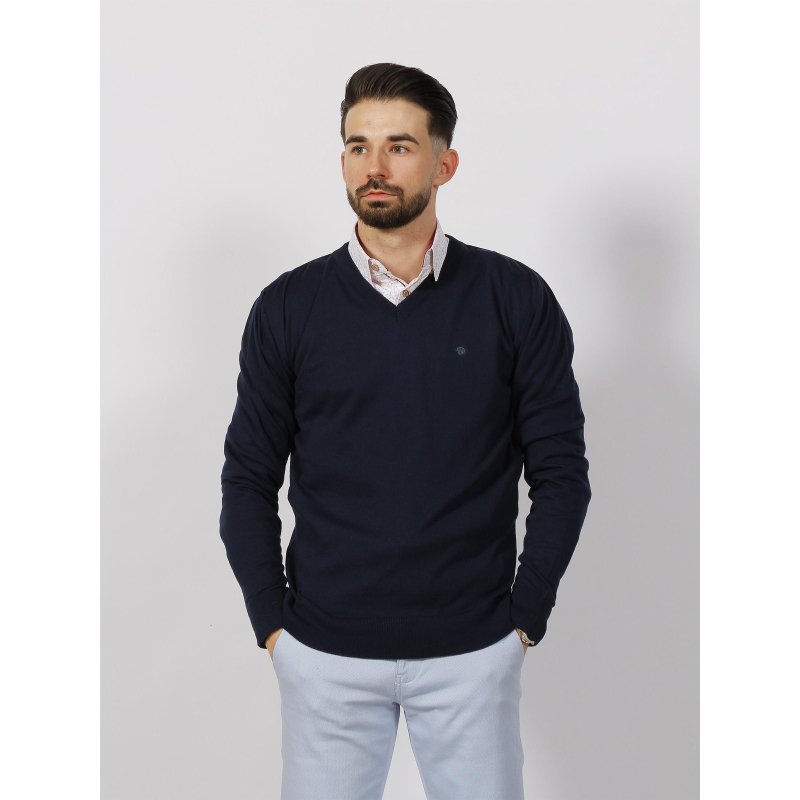 Pull fin folks bleu marine homme - Benson & Cherry