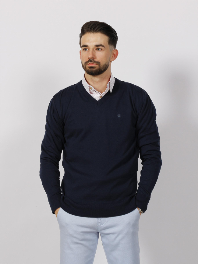 Pull fin folks bleu marine homme - Benson & Cherry