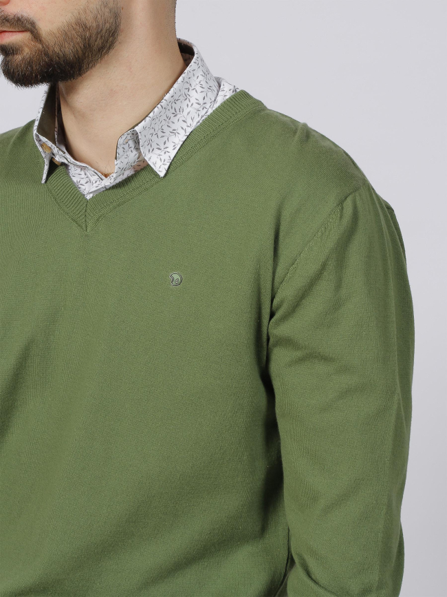 Pull col v folks vert homme - Benson & Cherry