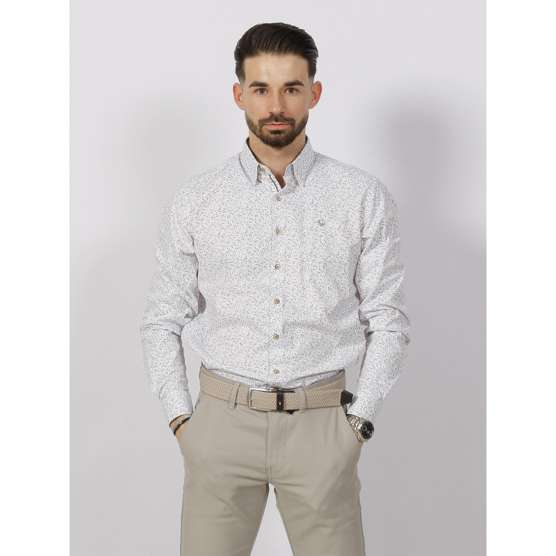 Chemise à imprimés last blanc kaki homme - Benson & Cherry