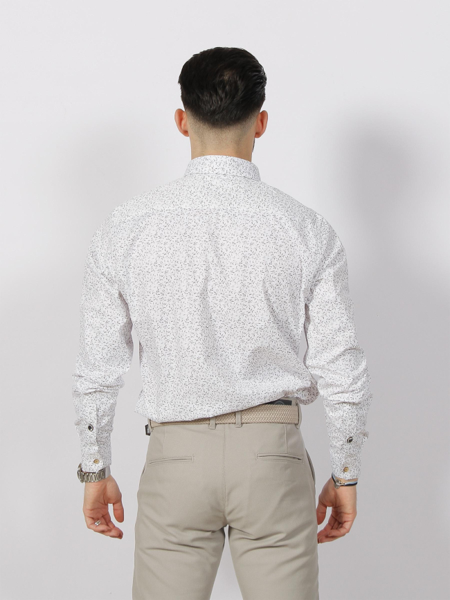 Chemise à imprimés last blanc kaki homme - Benson & Cherry