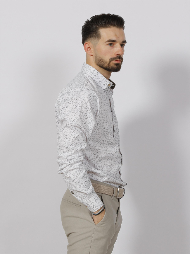 Chemise à imprimés last blanc kaki homme - Benson & Cherry