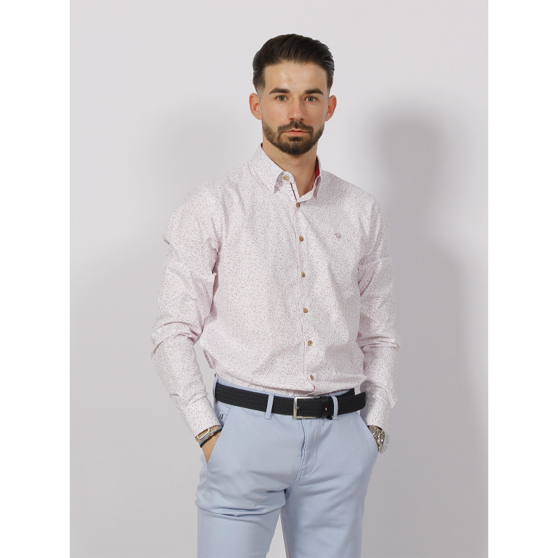 Chemise à imprimés signature last blanc homme - Benson & Cherry