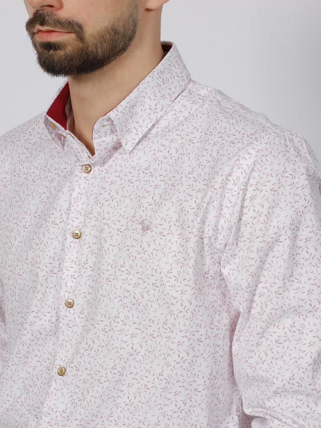 Chemise à imprimés signature last blanc homme - Benson & Cherry