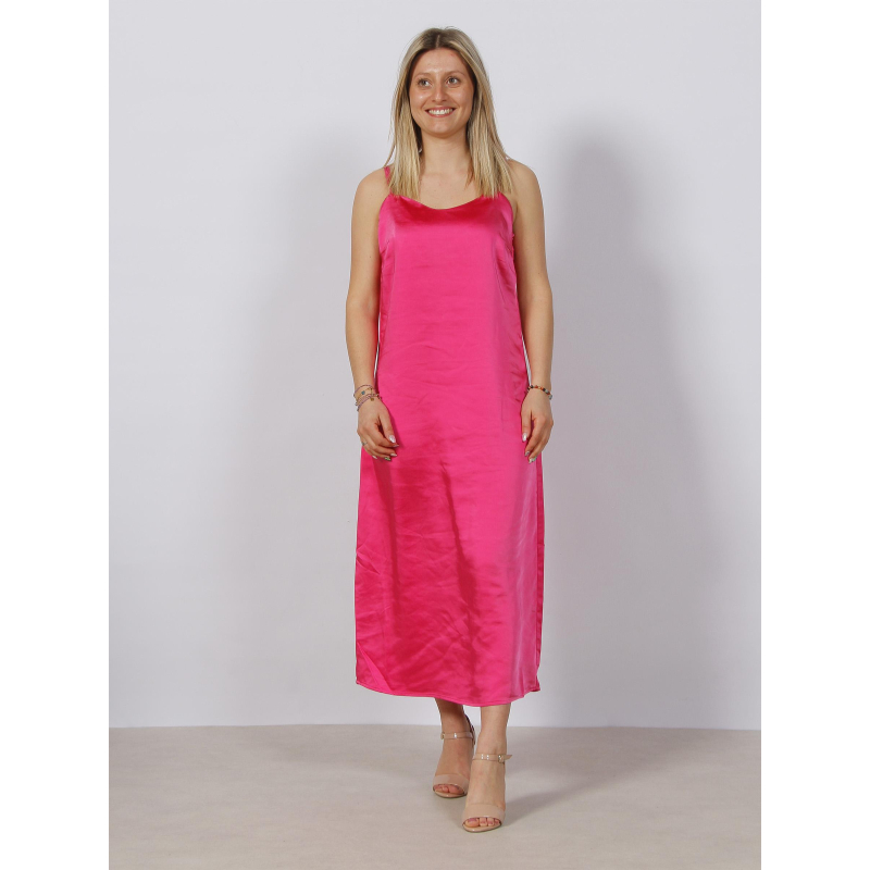 Robe midi satin mayra rose femme - Only