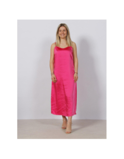 Robe midi satin mayra rose femme - Only