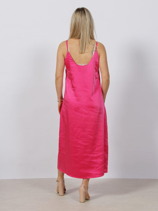 Robe midi satin mayra rose femme - Only