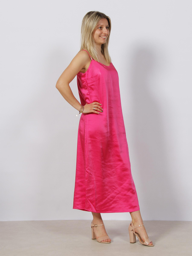 Robe midi satin mayra rose femme - Only