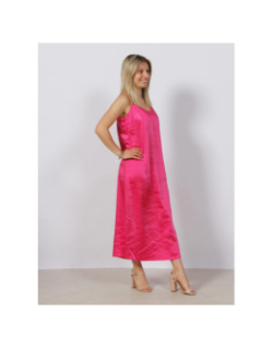 Robe midi satin mayra rose femme - Only