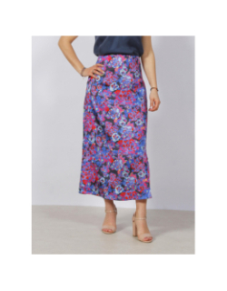 Jupe midi à fleurs satin mayra multicolore femme - Only