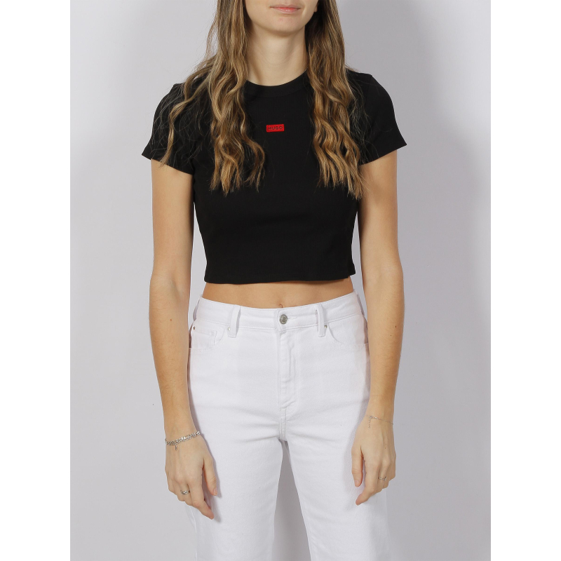 T-shirt crop deluisa noir femme - Hugo