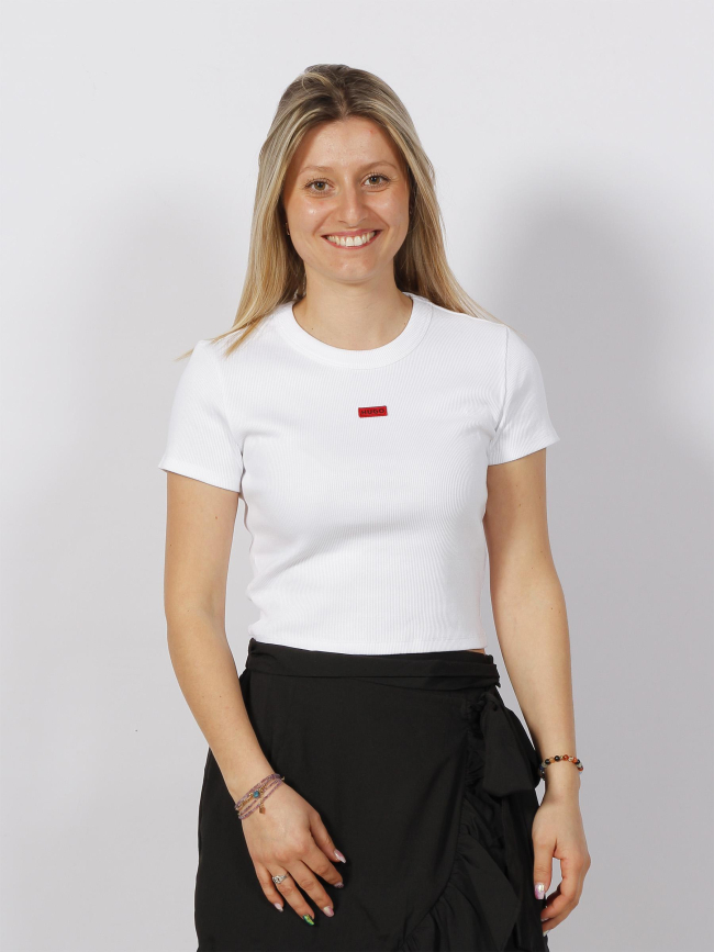 T-shirt crop deluisa blanc femme - Hugo