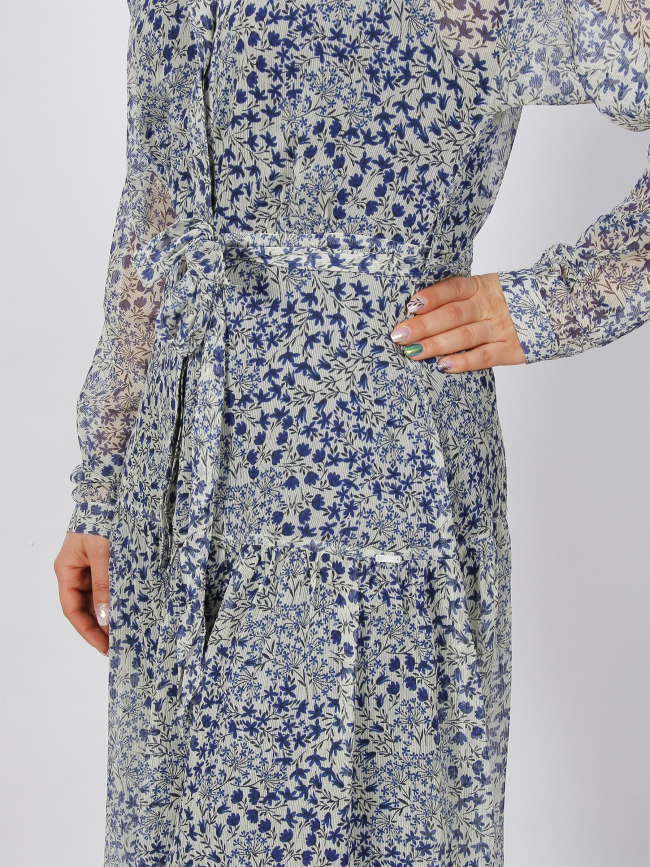 Robe midi à fleurs flowery all over bleu blanc femme - Salsa