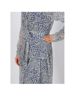 Robe midi à fleurs flowery all over bleu blanc femme - Salsa