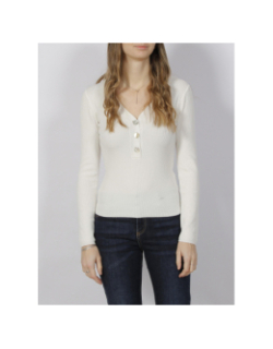 Pull maille rib bouton blanc femme - Salsa