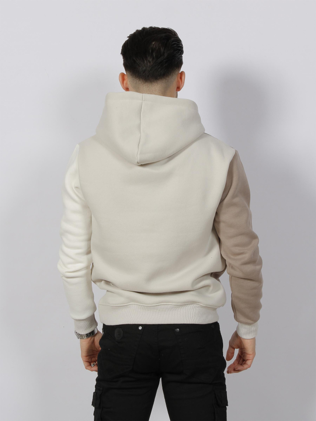 Sweat à capuche tricolore marron beige blanc - Project X Paris