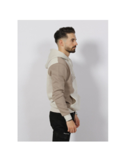 Sweat à capuche tricolore marron beige blanc - Project X Paris