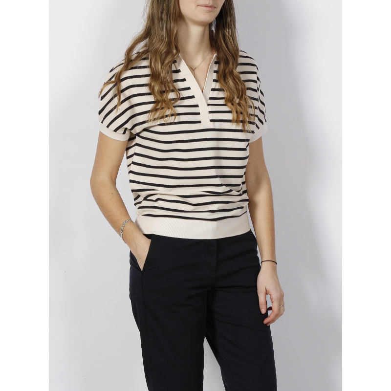 T-shirt polo rayé relax bleu marine blanc femme - Tommy Hilfiger