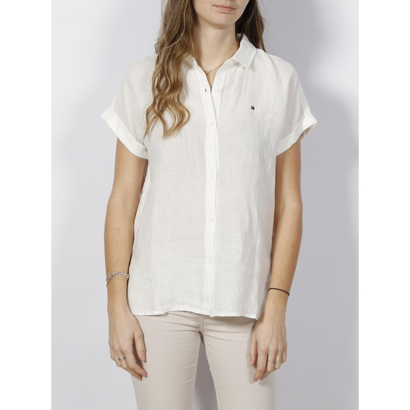 Chemise manches courtes lin blanc femme - Tommy Hilfiger