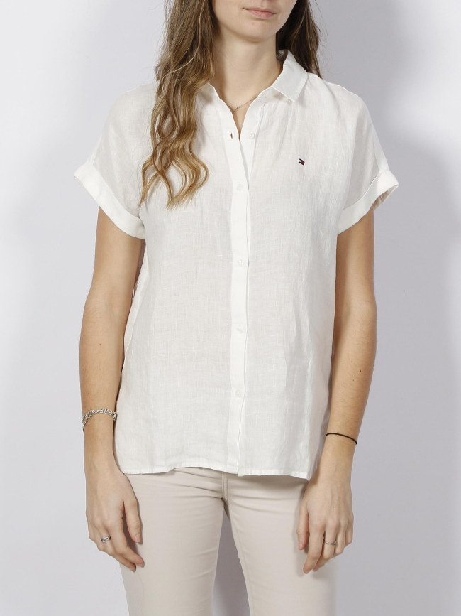 Chemise manches courtes lin blanc femme - Tommy Hilfiger