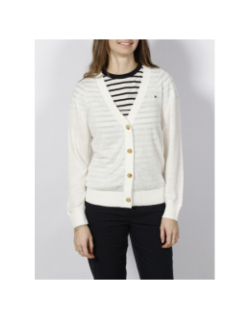 Gilet cardigan en lin stitch blanc femme - Tommy Hilfiger