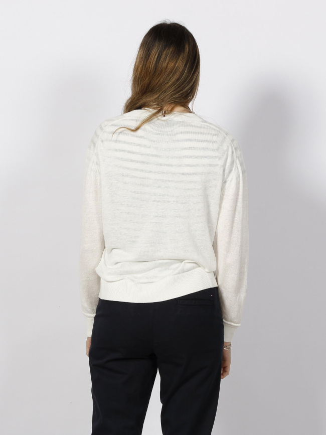 Gilet cardigan en lin stitch blanc femme - Tommy Hilfiger