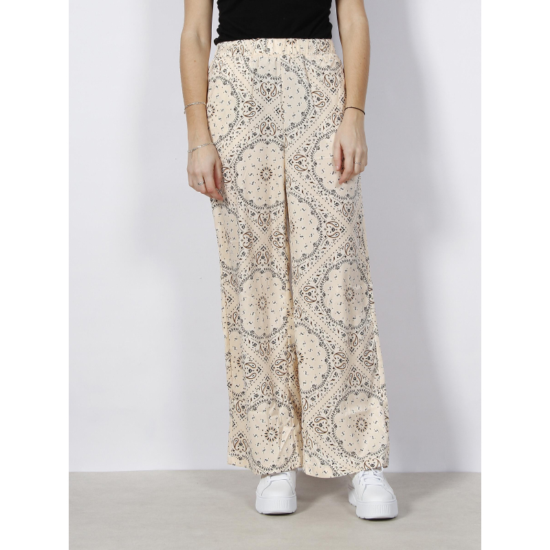 Pantalon imprimés fluide large rina beige femme - Vero Moda