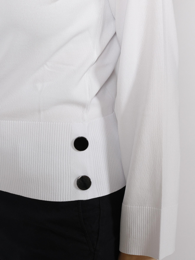 Pull fin bouton blanc femme - Armani Exchange