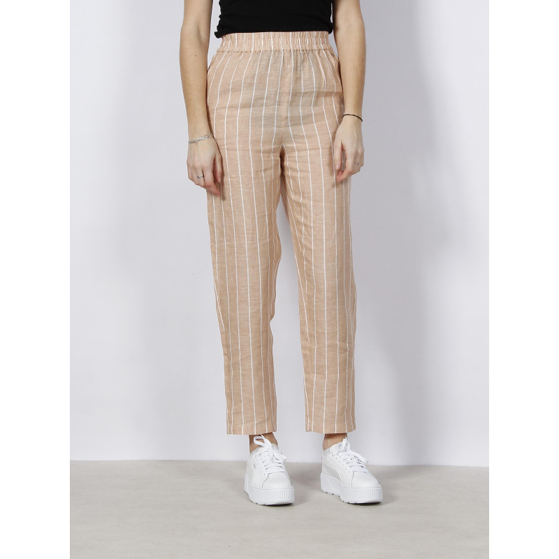 Pantalon à rayures en lin beige femme - Armani Exchange