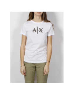 T-shirt optic logo strass blanc femme - Armani Exchange