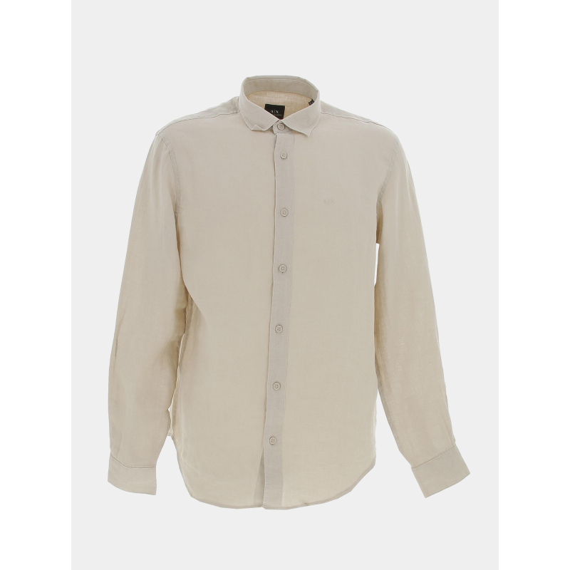 Chemise manches longues en lin beige homme - Armani Exchange