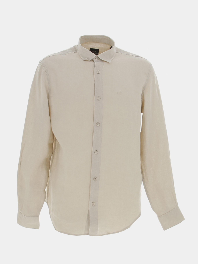 Chemise manches longues en lin beige homme - Armani Exchange