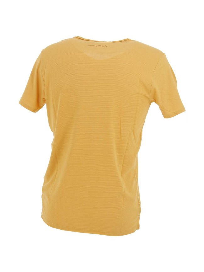 T-shirt uni col v goa jaune homme - Teddy Smith