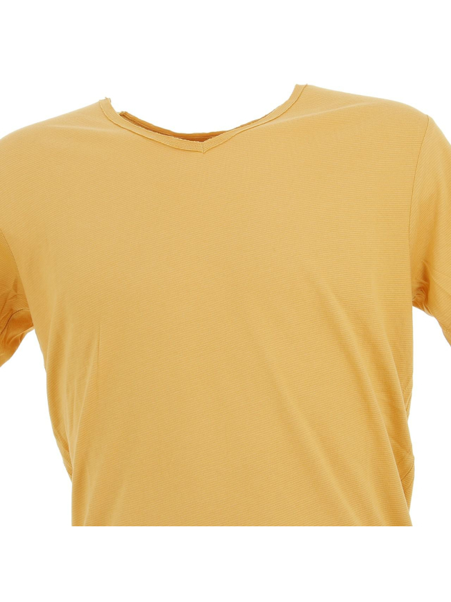 T-shirt uni col v goa jaune homme - Teddy Smith