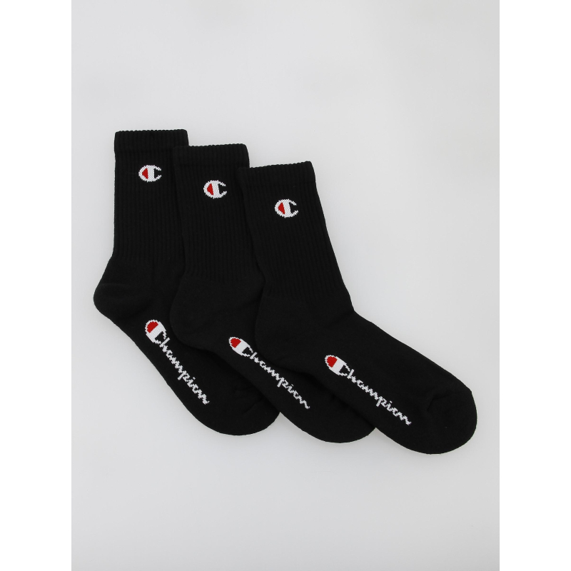 Pack 3 paires de chaussettes crew noir - Champion