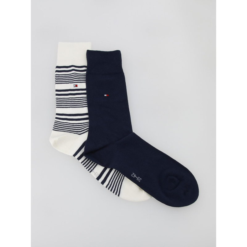 2 paires de chaussettes hautes bleu blanc homme - Tommy Hilfiger