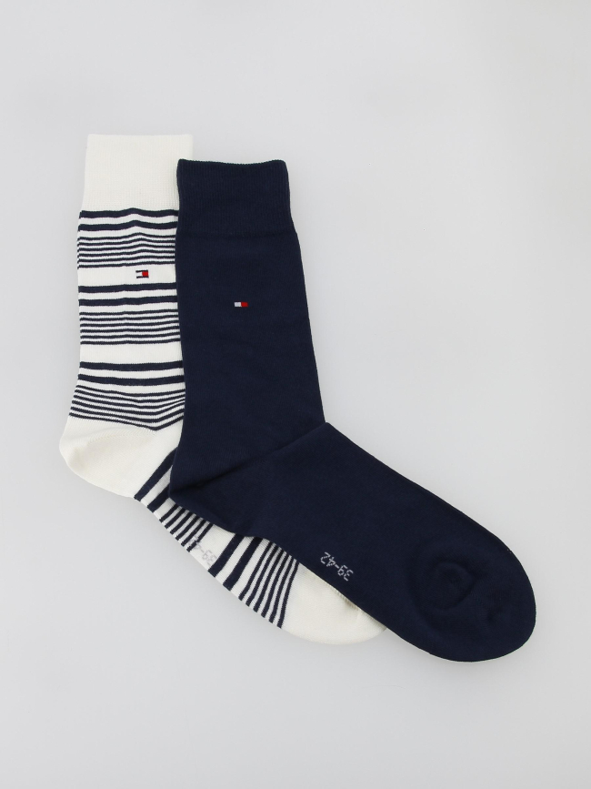 2 paires de chaussettes hautes bleu blanc homme - Tommy Hilfiger